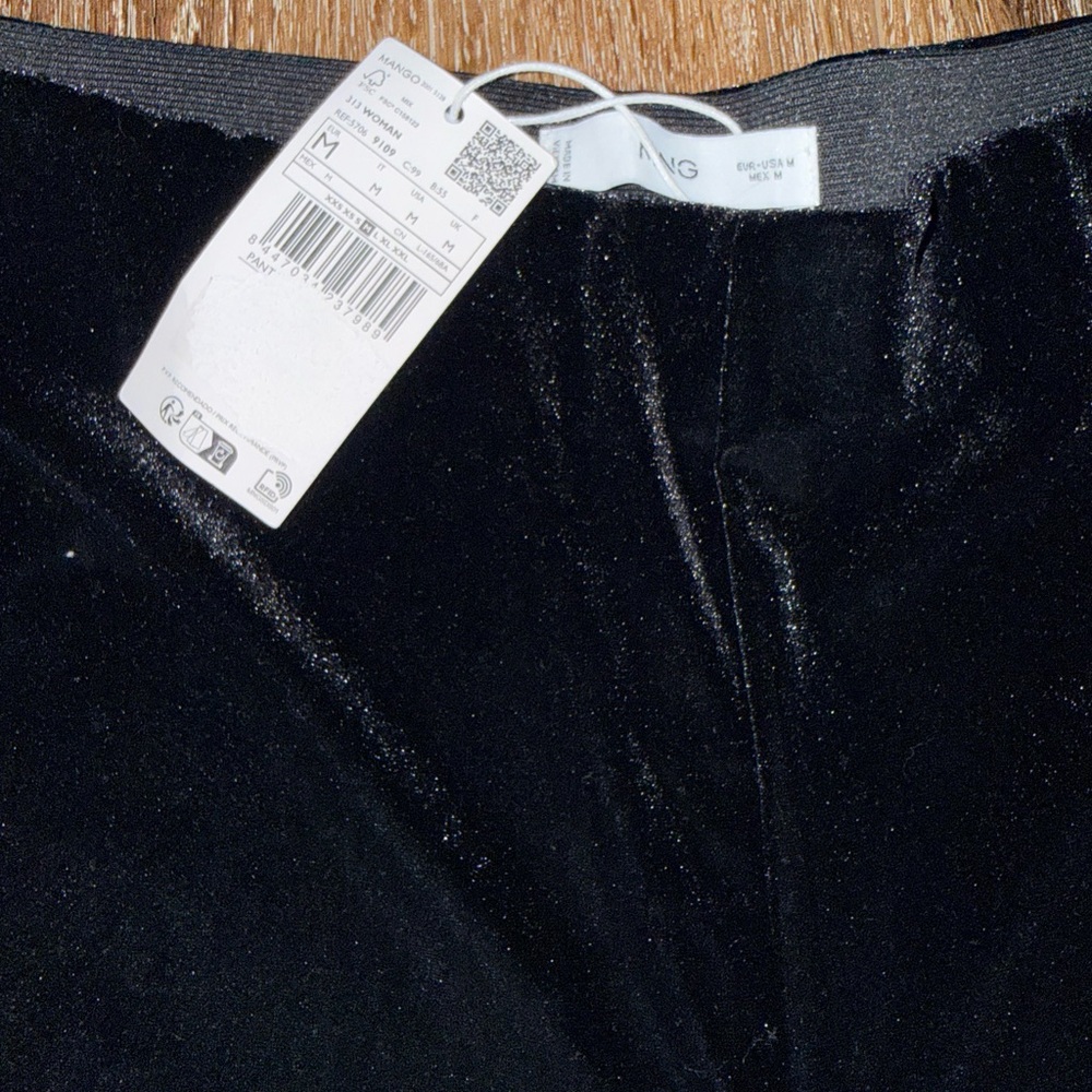Mango Black Velvet Wide-Leg Trousers - Picture 2 of 2